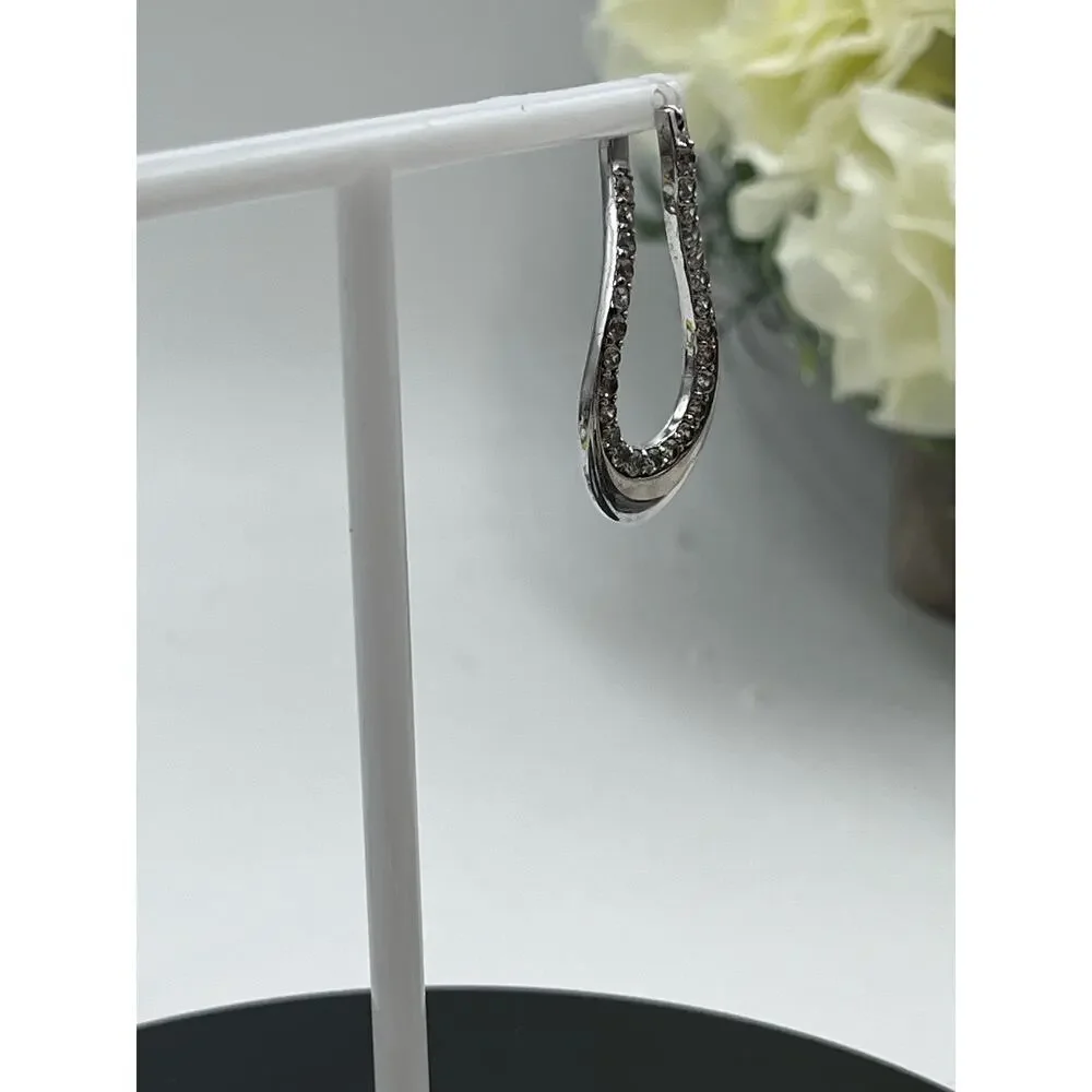 Vintage Designer CZ 925 Sterling Silver Twisted 3D Leverback‎ Dangle  Earrings